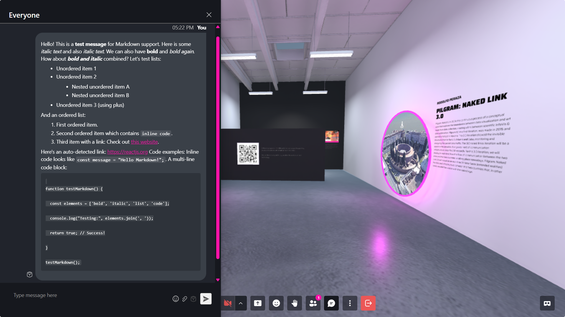 Metaverse - Opened Chat Menu